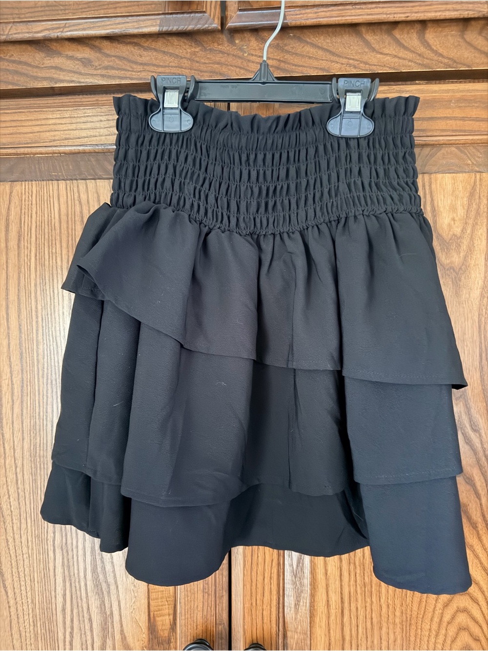 Black Tiered Smocked Waist Skirt